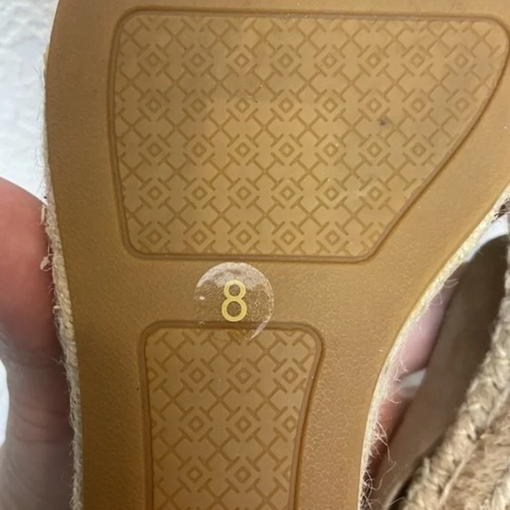 Tory Burch Bima Tan‎ Wedge Espadrille Ankle Strap Sandals Women 8 Spain Leather